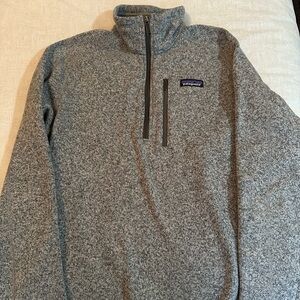 Patagonia Men's gray marled salt n pepper Better Sweater 1/2 zip Jacket Small S